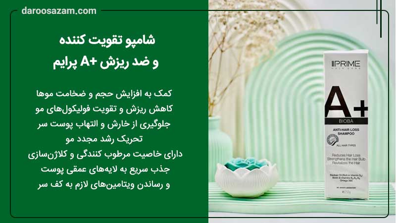 شامپو تقویت کننده و ضد ریزش +A پرایم 250 میلی لیتر