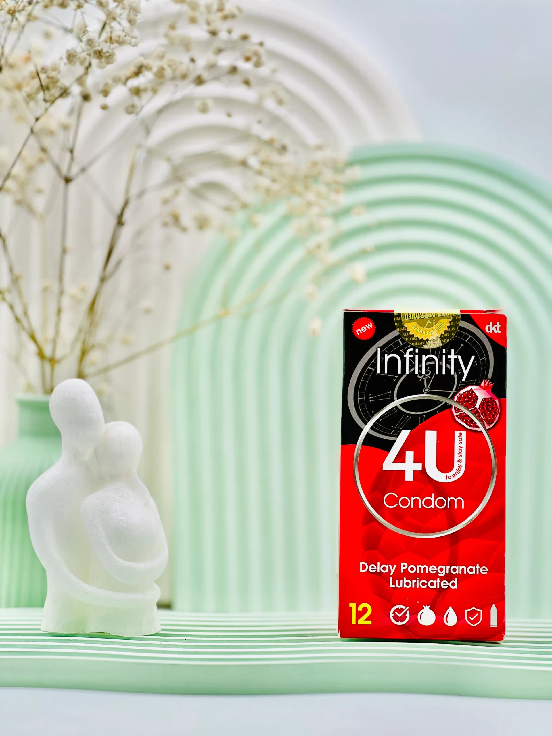 Pomegranate Infinity Foreo Delay Condom daroosazam.com کاندوم فوریو تأخیری انار اینفینیتی