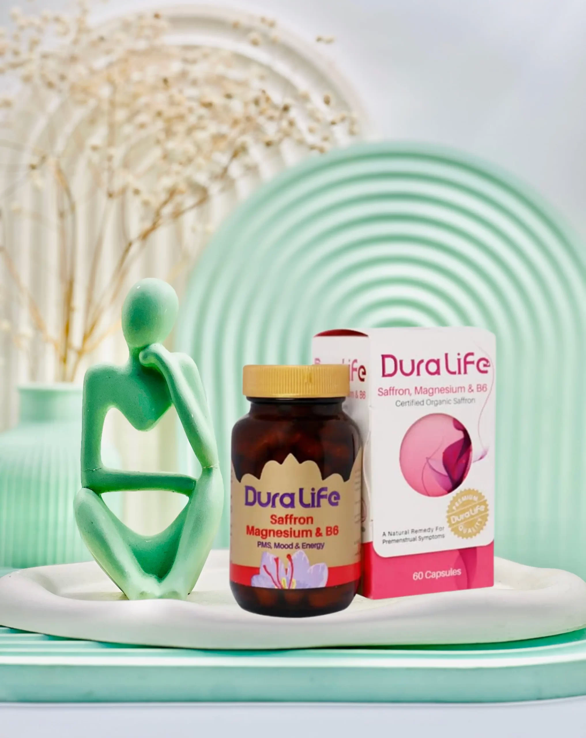 Duralife Saffron Magnesium and Vitamin B6 Capsules Faran Chemie 60 Pieces daroosazam.com کپسول دورالایف سافرون منیزیم و ویتامین ب6 فاران شیمی 60 عددی