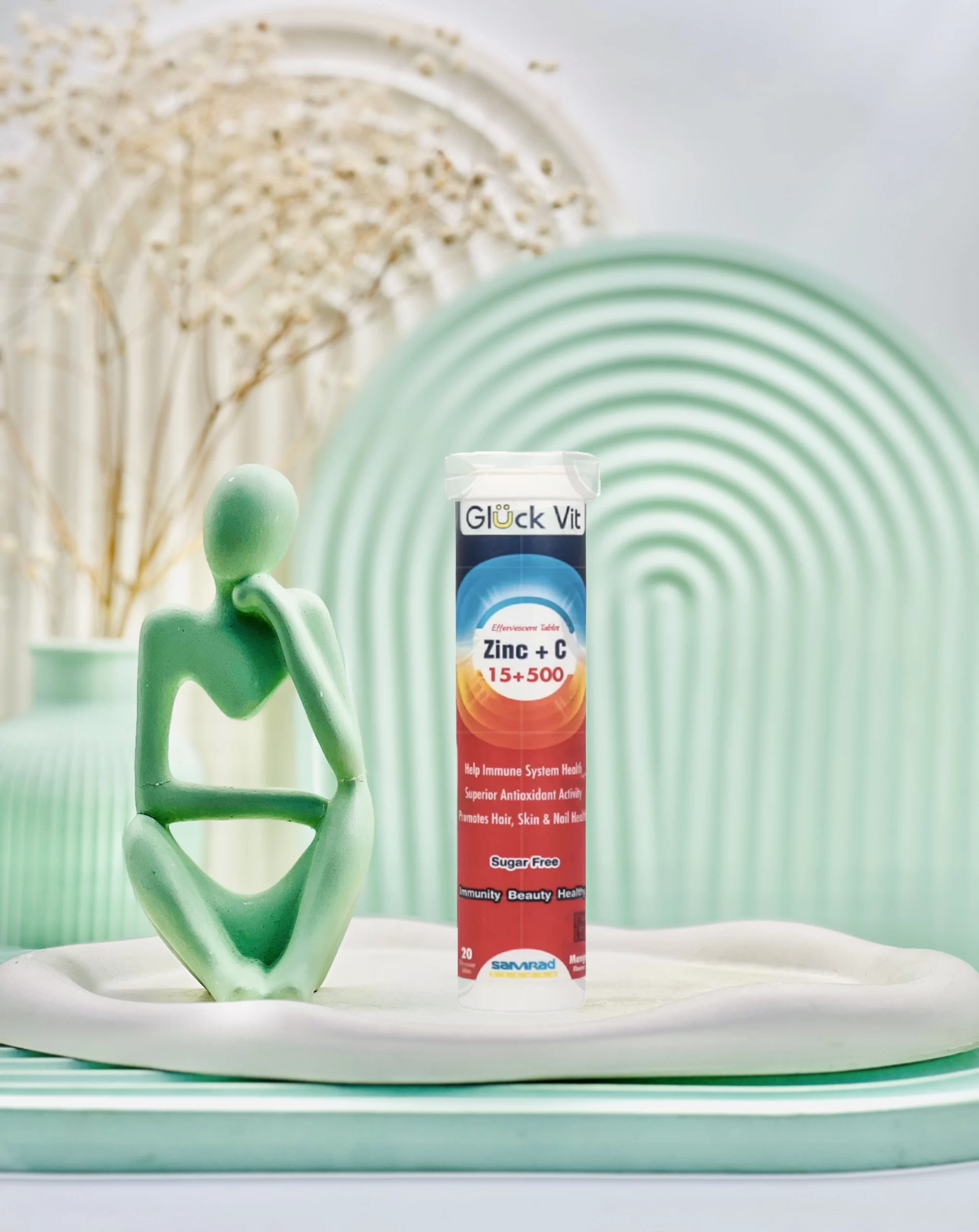 قرص جوشان زینک و ویتامین سی گلوک ویت 20 عددی داروسازم دات کام قرص جوشان زینک و ویتامین سی گلوک ویت 20 عددی