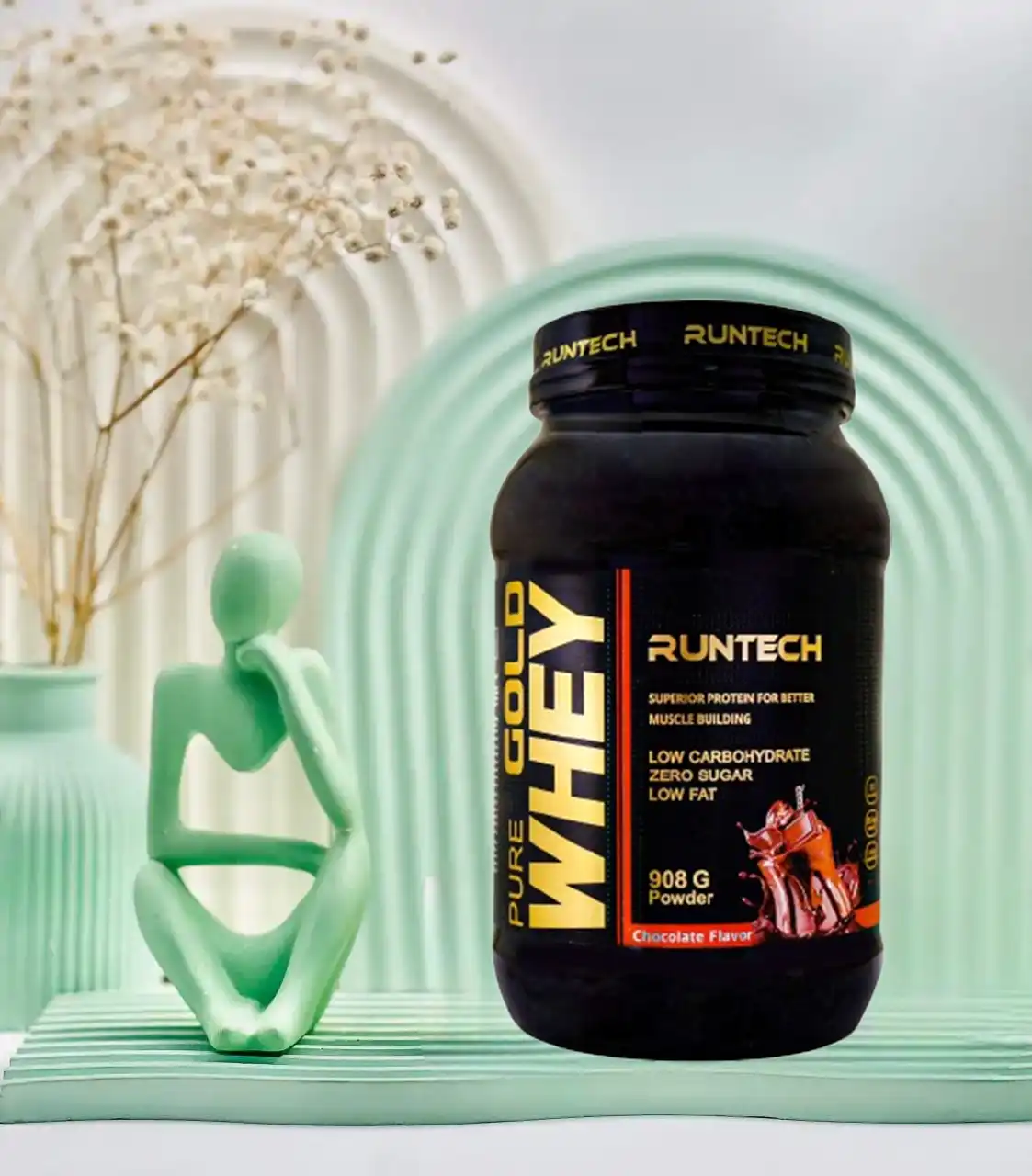 Rantek Whey Gold Powder with Chocolate Flavor 908g daroosazam.com پودر وی گلد رانتک با طعم شکلات 908 گرم
