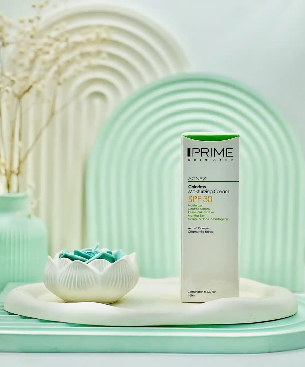 Prime SPF30 Tinted Moisturizing Cream, Suitable for Combination to Oily Skin, 50ml daroosazam.com کرم مرطوب کننده بی رنگی SPF30 پرایم مناسب پوست مختلط تا چرب 50 میلی لیتر - Image 1