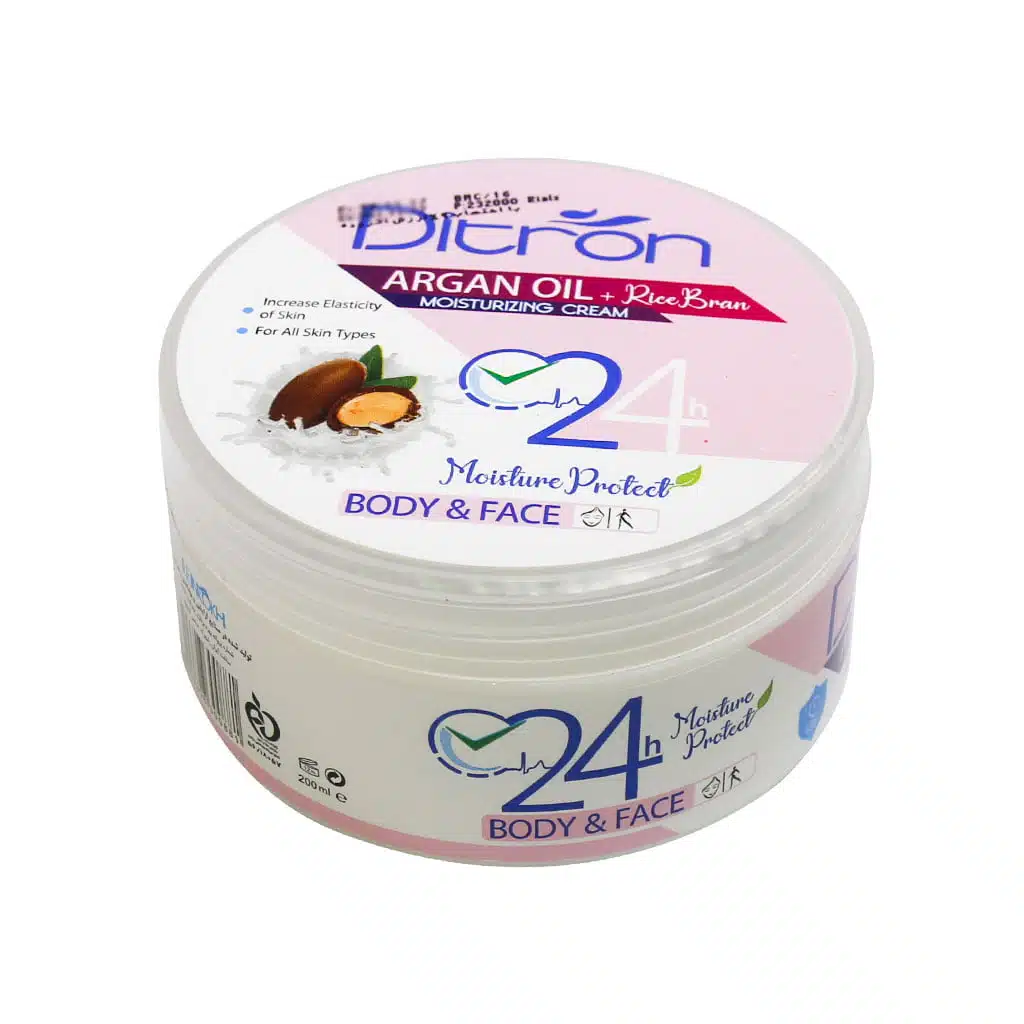 Ditron-Argan-Rice-Bran-Oil-Cream-For-Dry-Skins-200-ml daroosazam.com 1 کرم مرطوب کننده آرگان دیترون مناسب انواع پوست