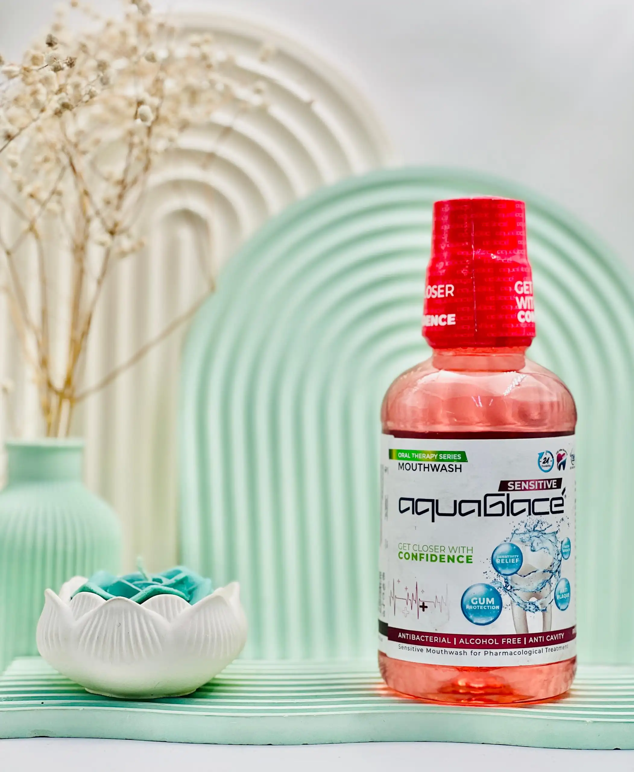 aquaglace mouth wash daroosazam.com دهانشویه لثه و دندان های حساس آکواگلاس