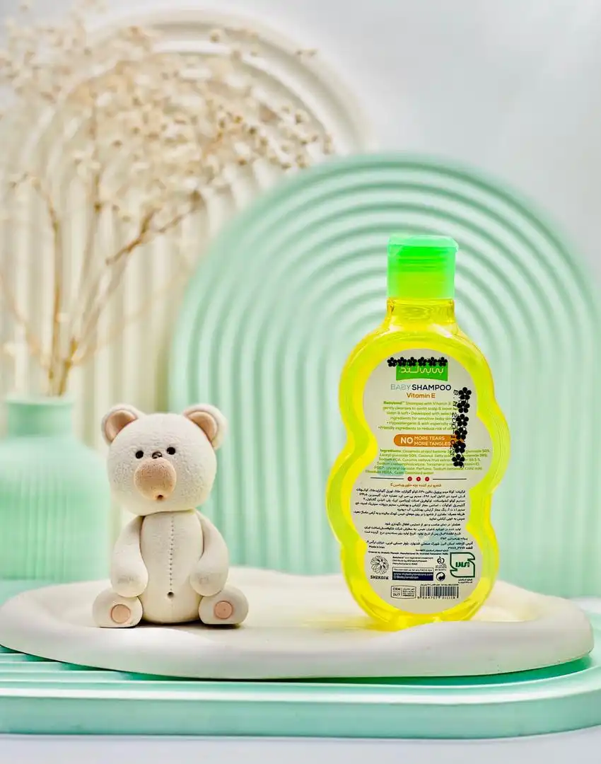 baby land baby shampoo vitamin e daroosazam.com شامپو نرم کننده بچه ویتامین E بیبی لند