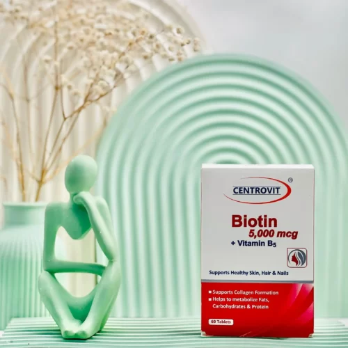 قرص بیوتین 5000 میکروگرم و ویتامین ب۵ سنتروویت 