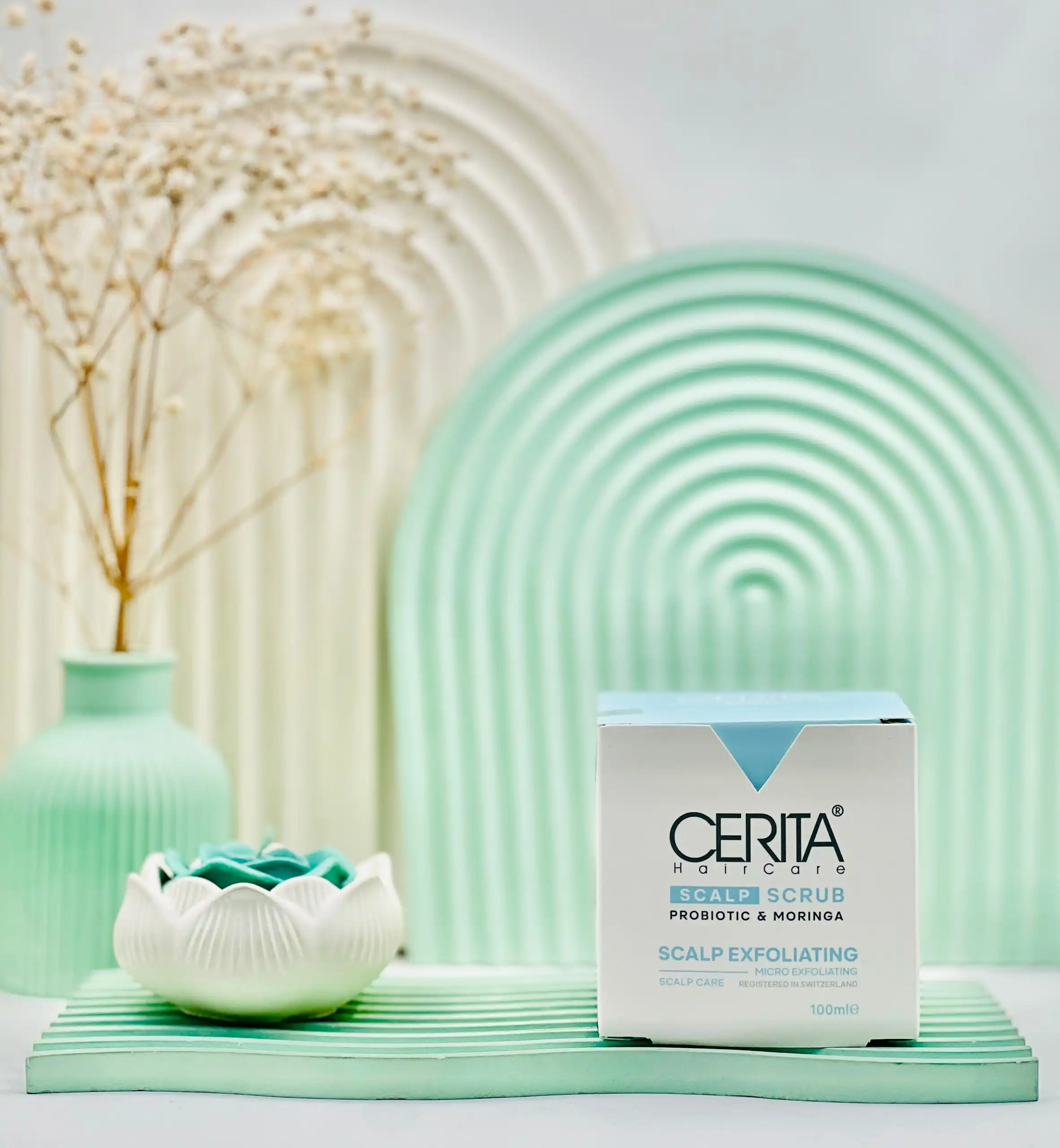 cerita scalp scrub probiotic and moringa scalp exefoliating daroosazam.com اسکراب کف سر سریتا 100 میلی لیتر