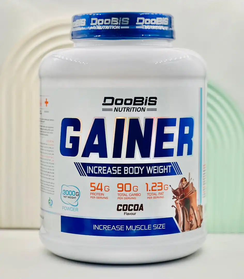 doobis gainer cocoa 3000gr daroosazam.com پودر گینر دوبیس شکلاتی 3000 گرم