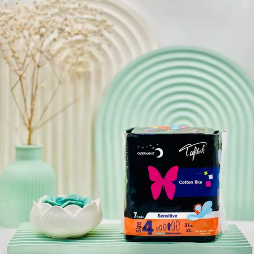 نوار بهداشتی ویژه شب نازک کتانی سایز 4 تافته