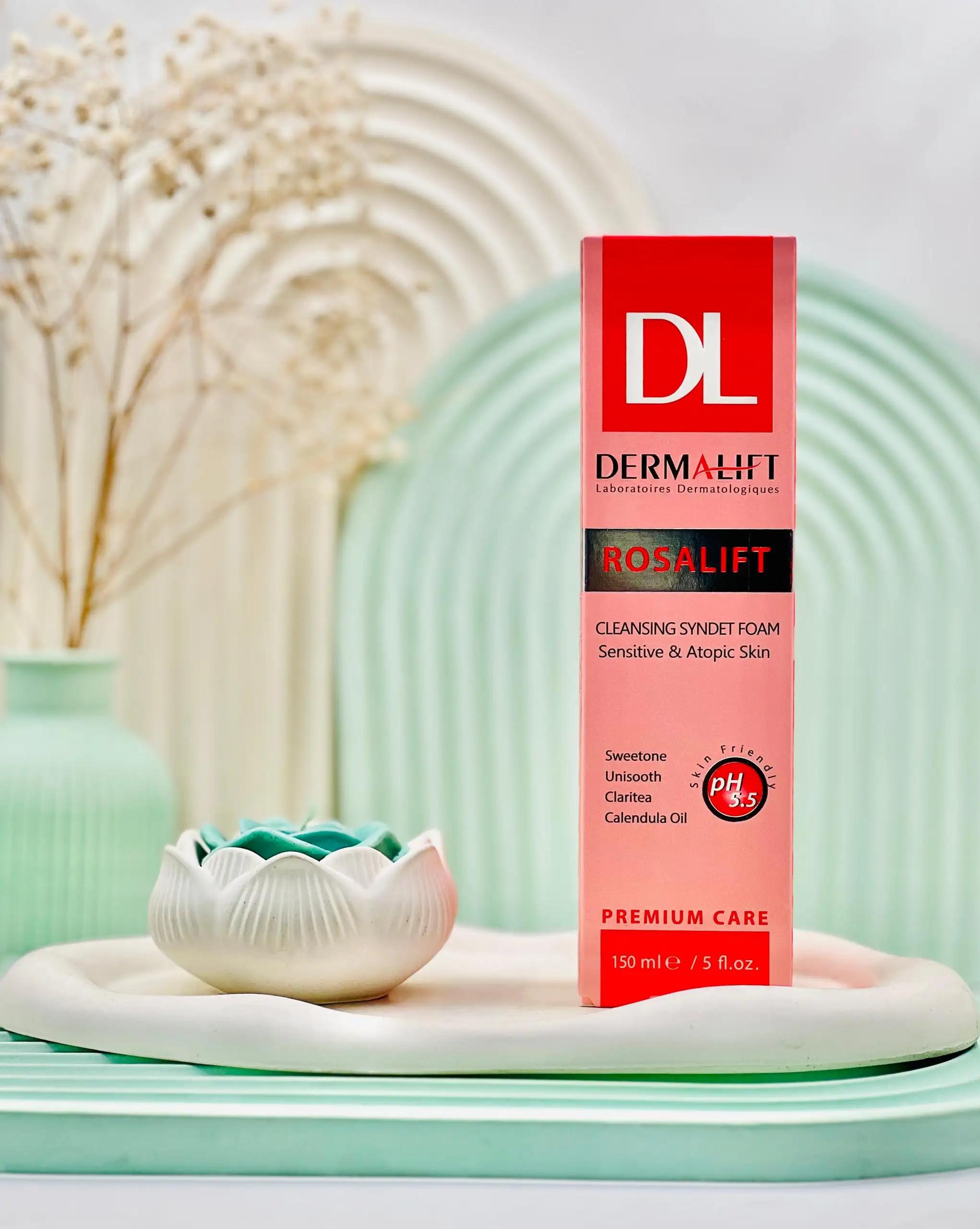 dermalift rosalift cleansing syndet foam daroosazam.com فوم شستشوی رزالیفت درمالیفت 150 میلی لیتر