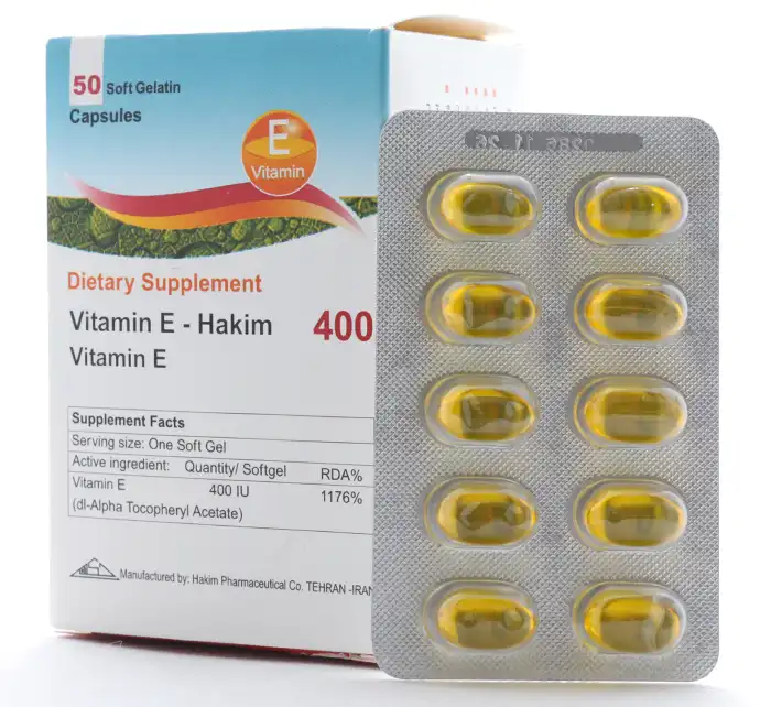 hakim vitamin e 400 daroosazam.com 1 سافت ژل ویتامین ای 400 واحد حکیم
