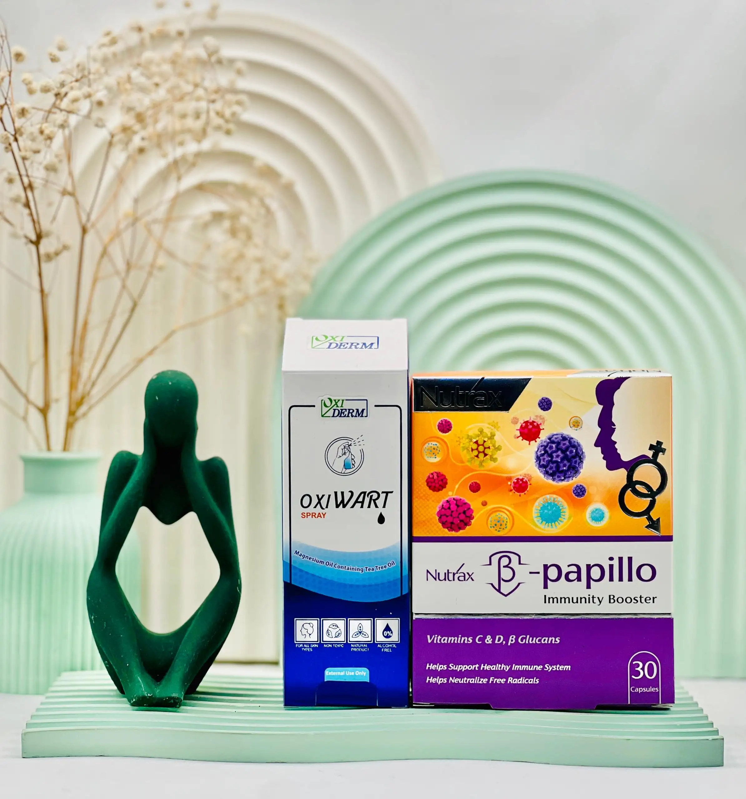 oxiwart plus nutrax beta papillo pack daroosazam.com اسپری اکسی وارت + کپسول بتا پاپیلو