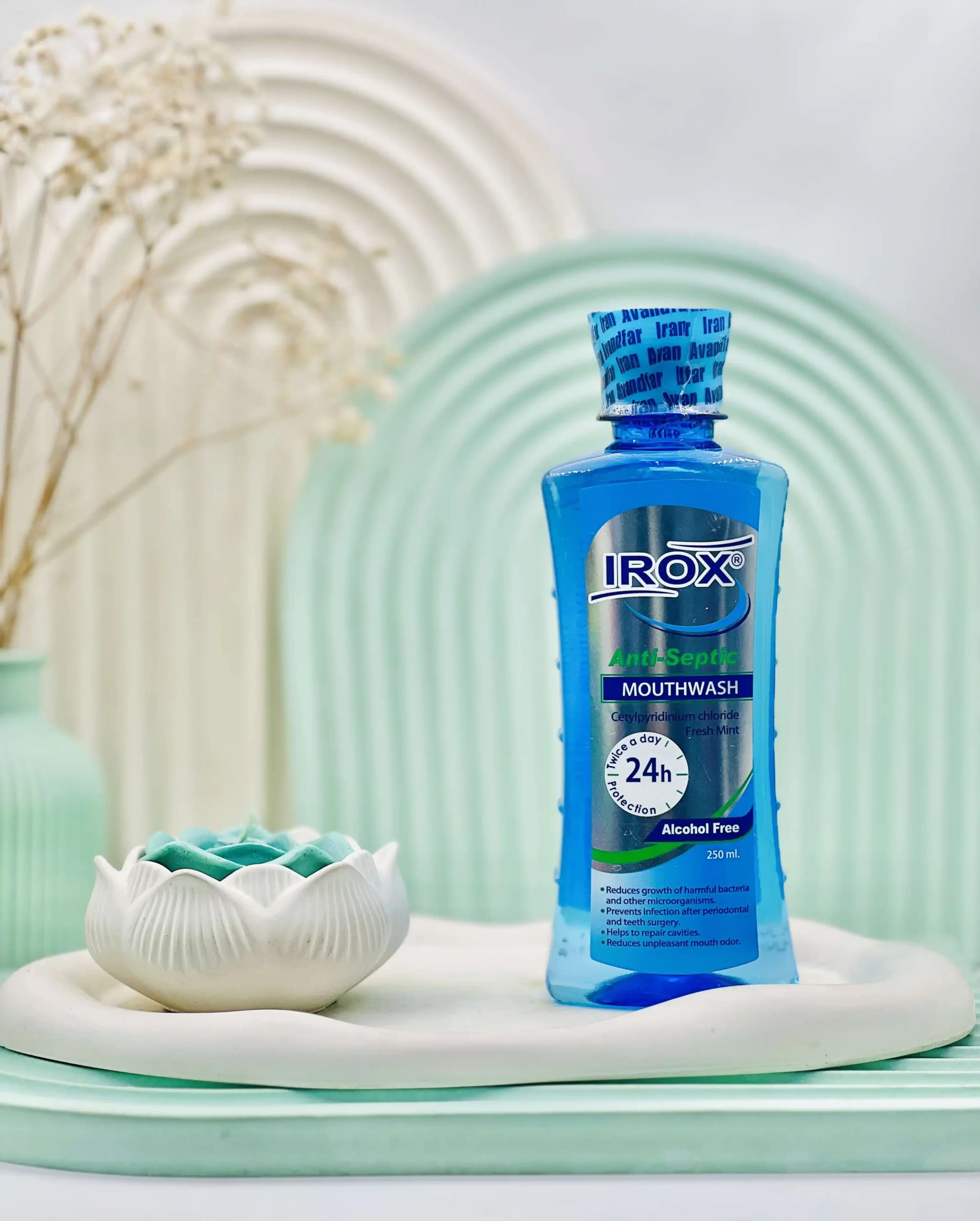 irox anti septic mouth wash daroosazam.com دهان شویه آنتی سپتیک ایروکس 250 میلی لیتر