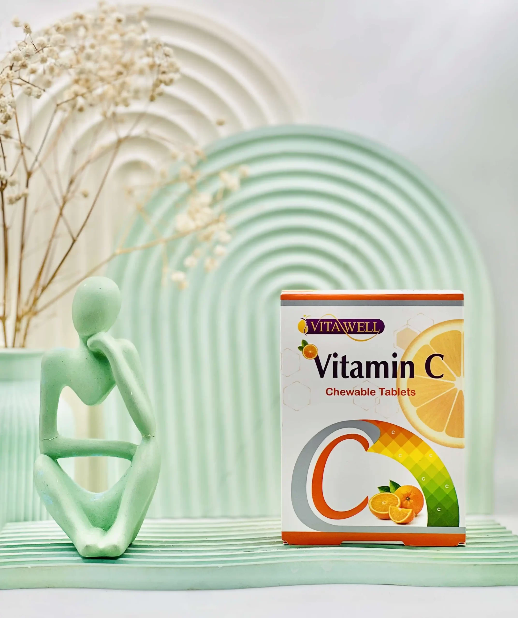 vitawell vitaminc chewable tablets daroosazam.com 1 قرص جویدنی ویتامین سی 250 میلی گرم ویتاول با طعم پرتقال 30 عددی