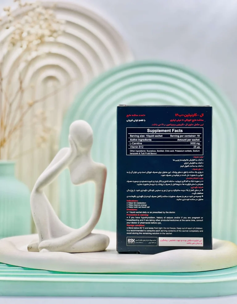 ساشه مایع ال کارنیتین 3000 میلی گرم + ب12 بی اس کی با طعم توتی فروتی 10 عددی
