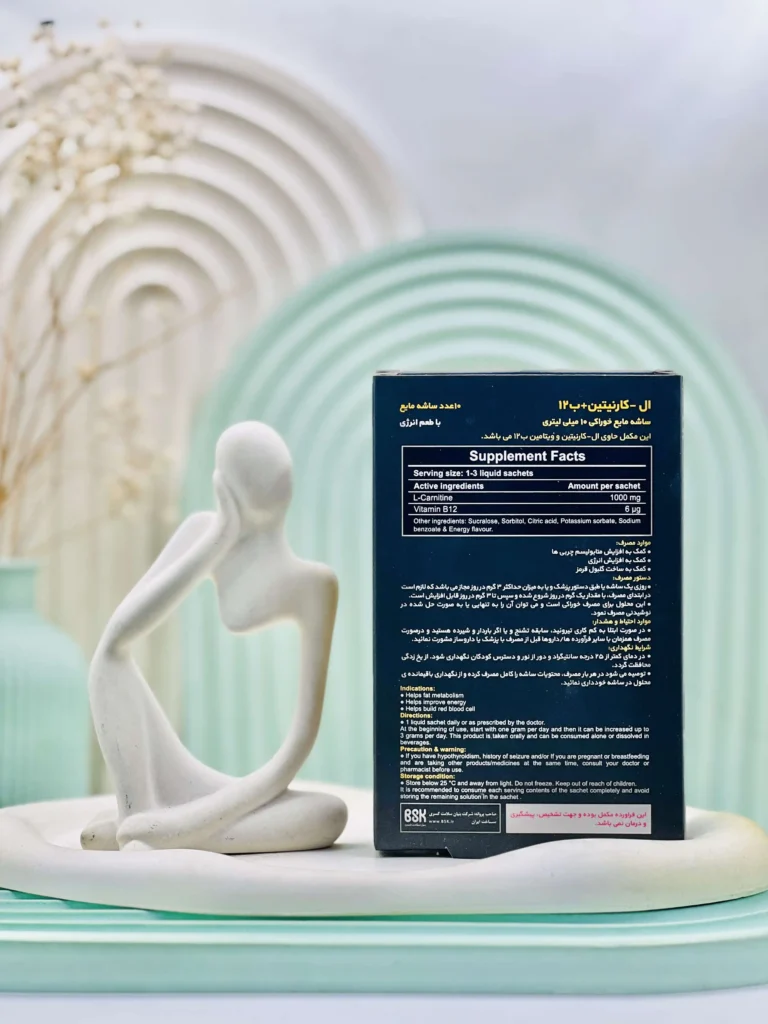 ساشه مایع ال کارنیتین 1000 میلی گرم + ب12 بی اس کی با طعم انرژی 10 عددی