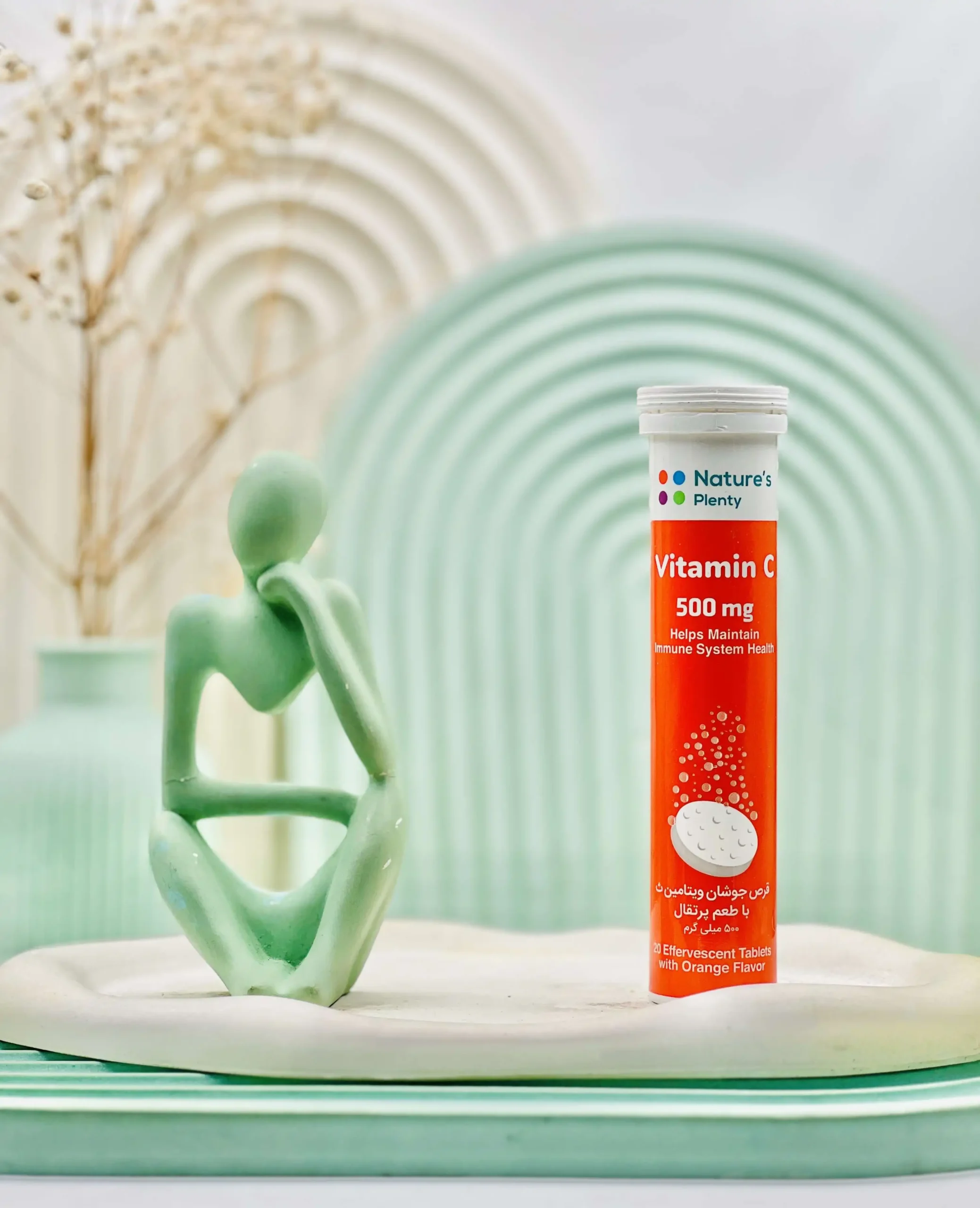 natures plenty vitamin c effervescent daroosazam.com 2 قرص جوشان ویتامین ث 500 نیچرز پلنتی با طعم پرتقال 20 عدد - Image 1